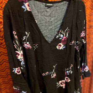 Torrid Black & Purple Floral Dress / Fit & Flare